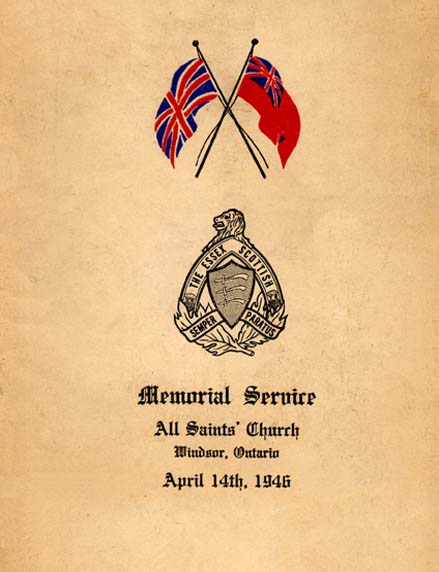 Programme of a Memorial Service for the Essex Scottish Regiment