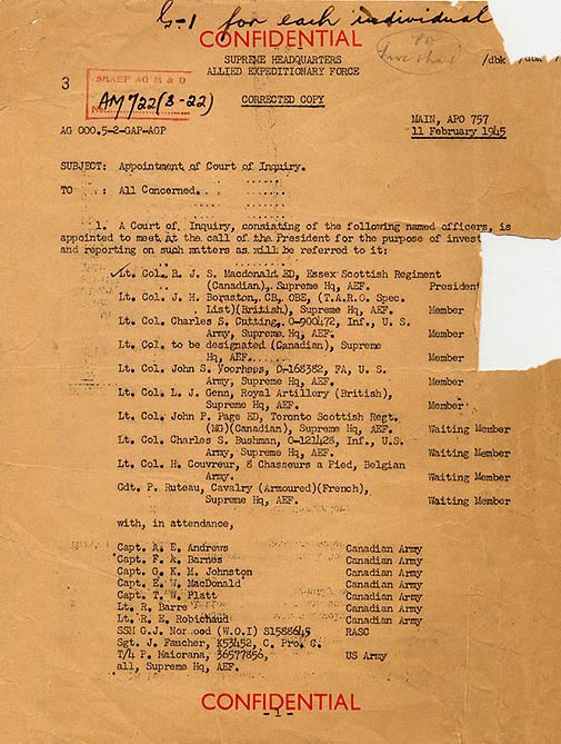 Memorandum of Supreme Headquarters Allied Expeditionary Force