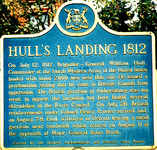 Plaque at the site of Hull's landing