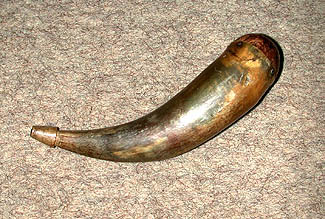 This powder horn belonged to Lt. Christopher Arnold who was a friend of Tecumseh. Tecumseh was supposed to have used it on the day before the Battle of the Thames.