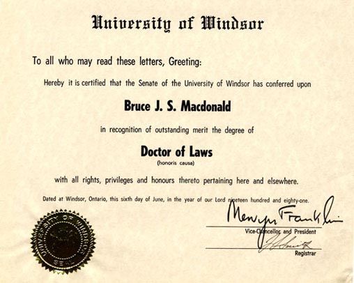 Honorary Degree from the University of Windsor