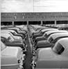 Chrysler cars lined-up outside plant, 1953