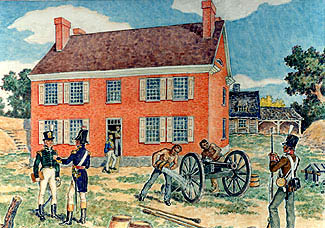 The guns at the Francois Baby House, August 1812, by Forster