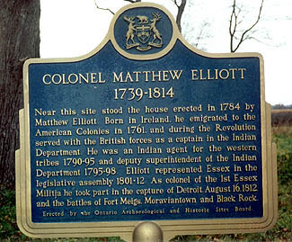 Historic plaque for Matthew Elliott