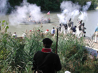 Re-enactors fighting in a skirmish