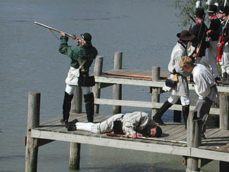 Re-enactors in a skirmish