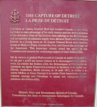 Plaque commemorating the capture of Detroit