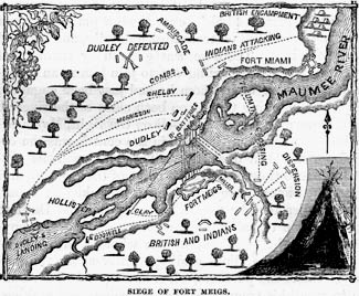 Map of the first attack on Fort Meigs, May 1813, by Lossing