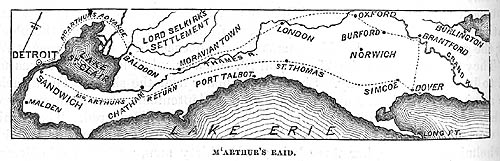 Map of McArthur's raid by Lossing